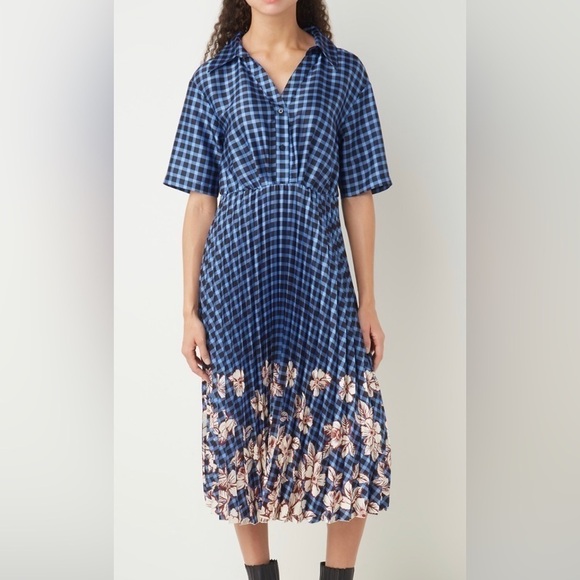 Scotch & Soda Midi shirt dress with print and pleated bottom—BEAUTIFUL!! NWT—S